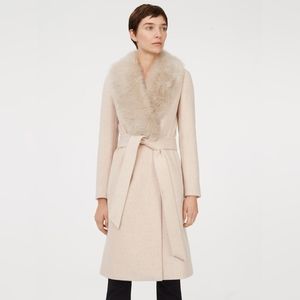 Club Monaco Lenoria Belted Wool Coat with Faux-Fur Collar